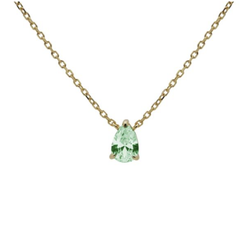 Karma Jewelry Karma Jewelry ketting T304GP_G Necklace Julia Ocean Green 925 silver gold plated 39 + 5 CM