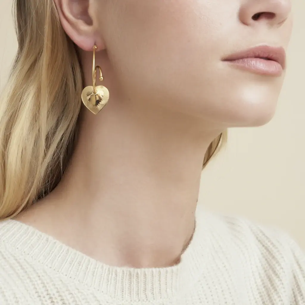 Gas Bijoux Jewelry GAS Bijoux Oorbellen 308156 Earrings Celine love mini Gold - L 4 CM hart 1,8 CM