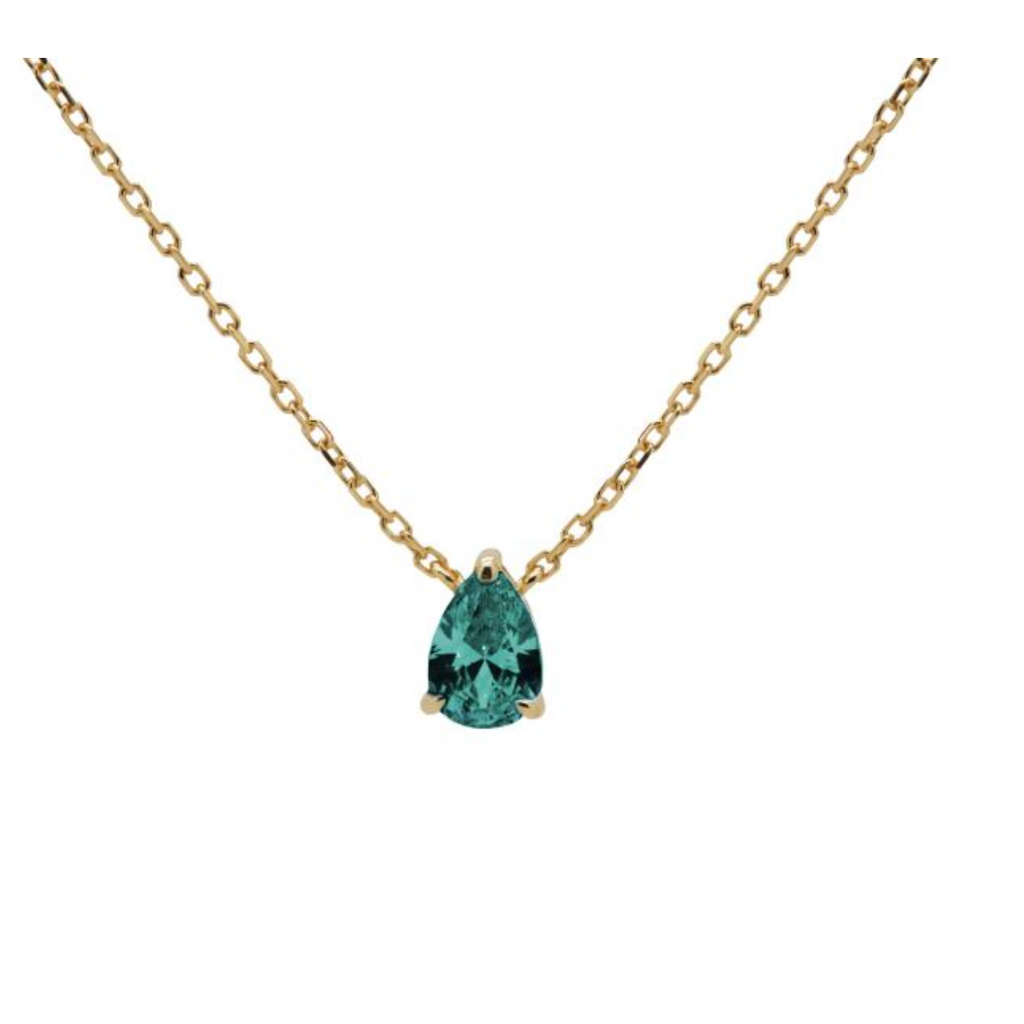 Karma Jewelry Karma Jewelry ketting T304_TB Necklace Julia Teal Blue 925 silver 14k gold plated 39 + 5 CM