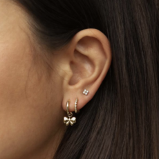 Karma Jewelry Karma Jewelry oorbellen  A156GP Earrings Hoops belle Bow 925 silver 14k gold plated - 22 MM