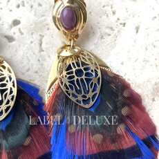 Gas Bijoux Jewelry Gas Bijoux oorbellen SAO feathers 164605 Earrings Blue orange red gold 7,5 CM - 2,7 CM