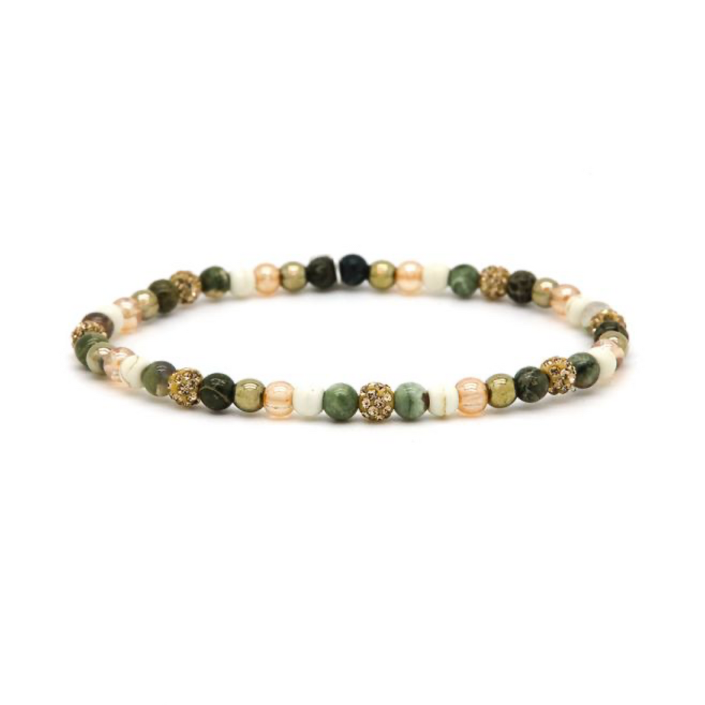 Karma Jewelry Karma Jewelry armband 84678EL Bracelet Spiral XXS elastic crystal rosegold beads 4 MM