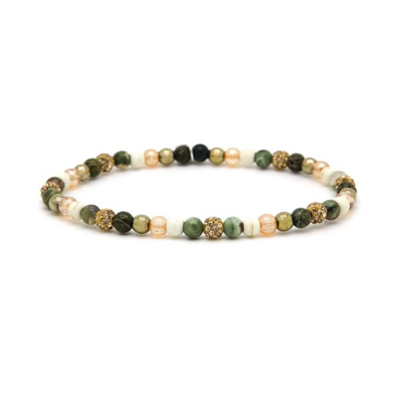 Karma Jewelry Karma Jewelry armband 84678EL Bracelet Spiral XXS elastic crystal rosegold beads 4 MM