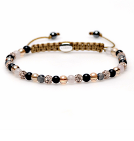 Karma Jewelry Karma Jewelry armband 84084 Bracelet Spiral Deja vu Champagne crystal beads XXS 4 MM