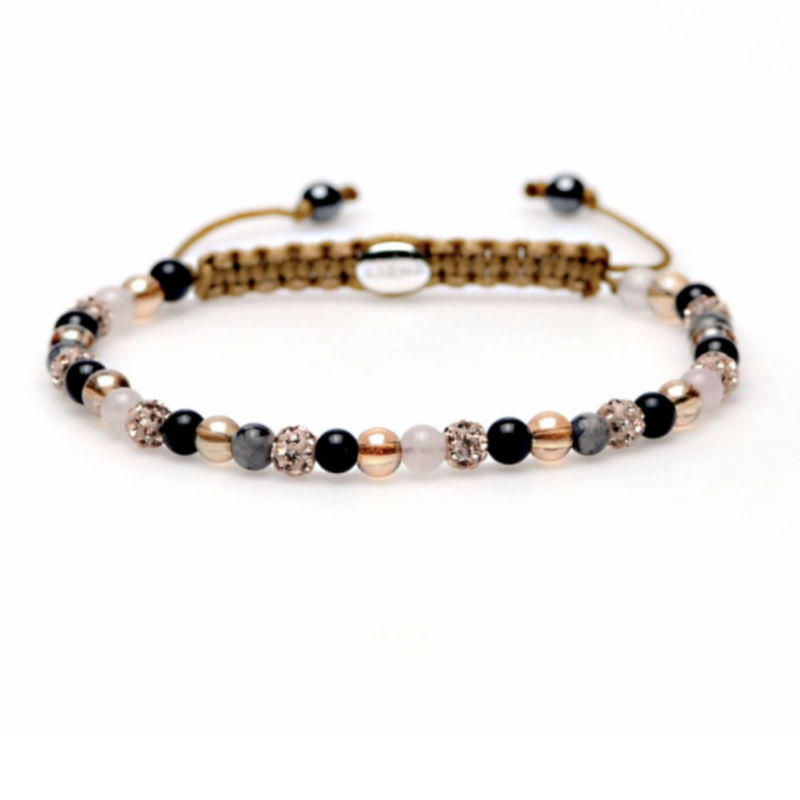 Karma Jewelry Karma Jewelry armband 84084 Bracelet Spiral Deja vu Champagne crystal beads XXS 4 MM