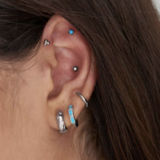 Ania Haie Ania Haie ear edit piercing E035-13H silver turquoise cabochon barbell single earring