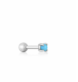 Ania Haie Ania Haie ear edit piercing E035-13H silver turquoise cabochon barbell single earring