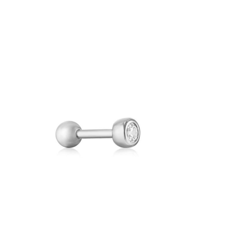 Ania Haie Ania Haie ear edit piercing E035-06H silver sparkle bezel barbell single Earring