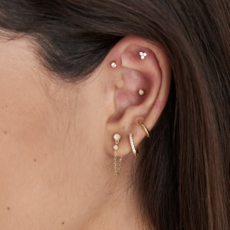 Ania Haie Ania Haie ear piercing E035-06G gold sparkle bezel Barbell Single earring 3.3 MM