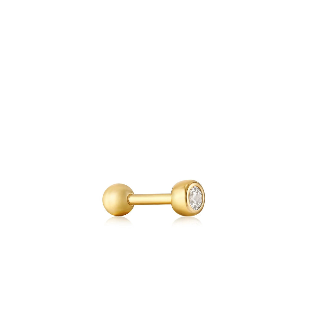 Ania Haie Ania Haie ear piercing E035-06G gold sparkle bezel Barbell Single earring 3.3 MM