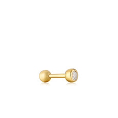 Ania Haie Ania Haie ear piercing E035-06G gold sparkle bezel Barbell Single earring 3.3 MM
