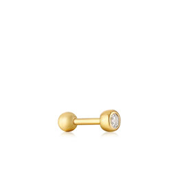 Ania Haie Ania Haie ear piercing E035-06G gold sparkle bezel Barbell Single earring 3.3 MM