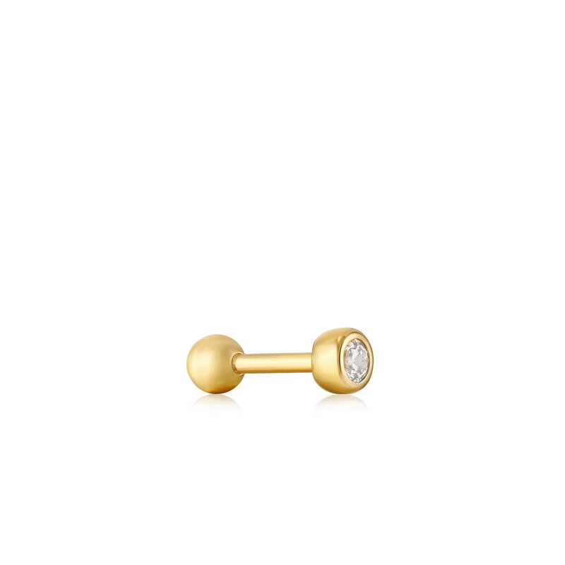 Ania Haie Ania Haie ear piercing E035-06G gold sparkle bezel Barbell Single earring 3.3 MM