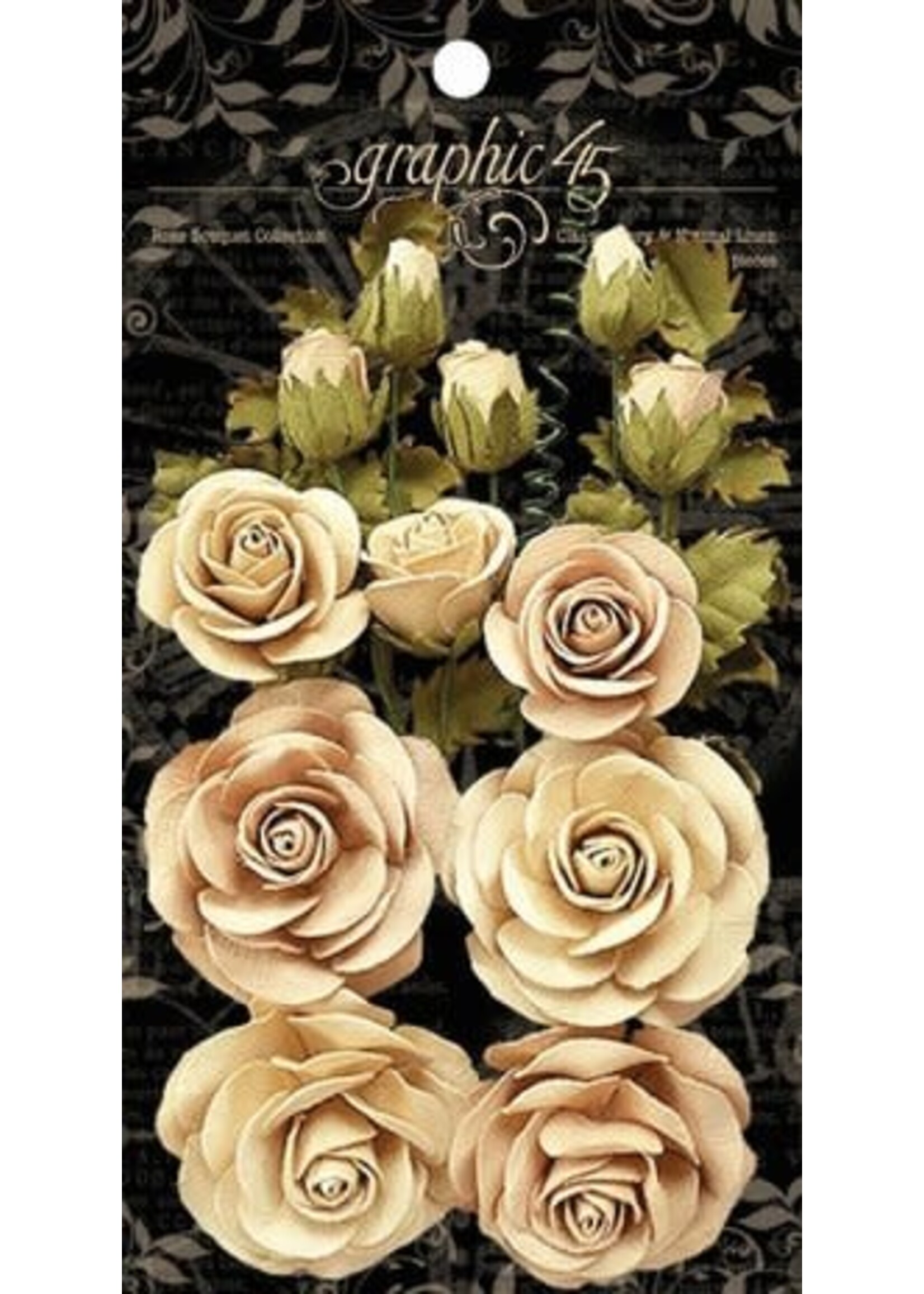 Graphic45 Classic Ivory & Natural Linen Flowers (4501784)