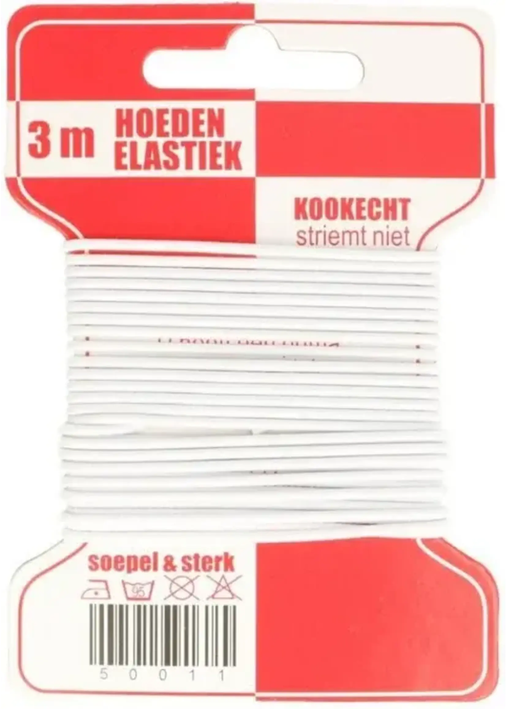 Rond elastiek, dikte 1,5 mm, lengte 3 meter, wit Artikelnr: 442073