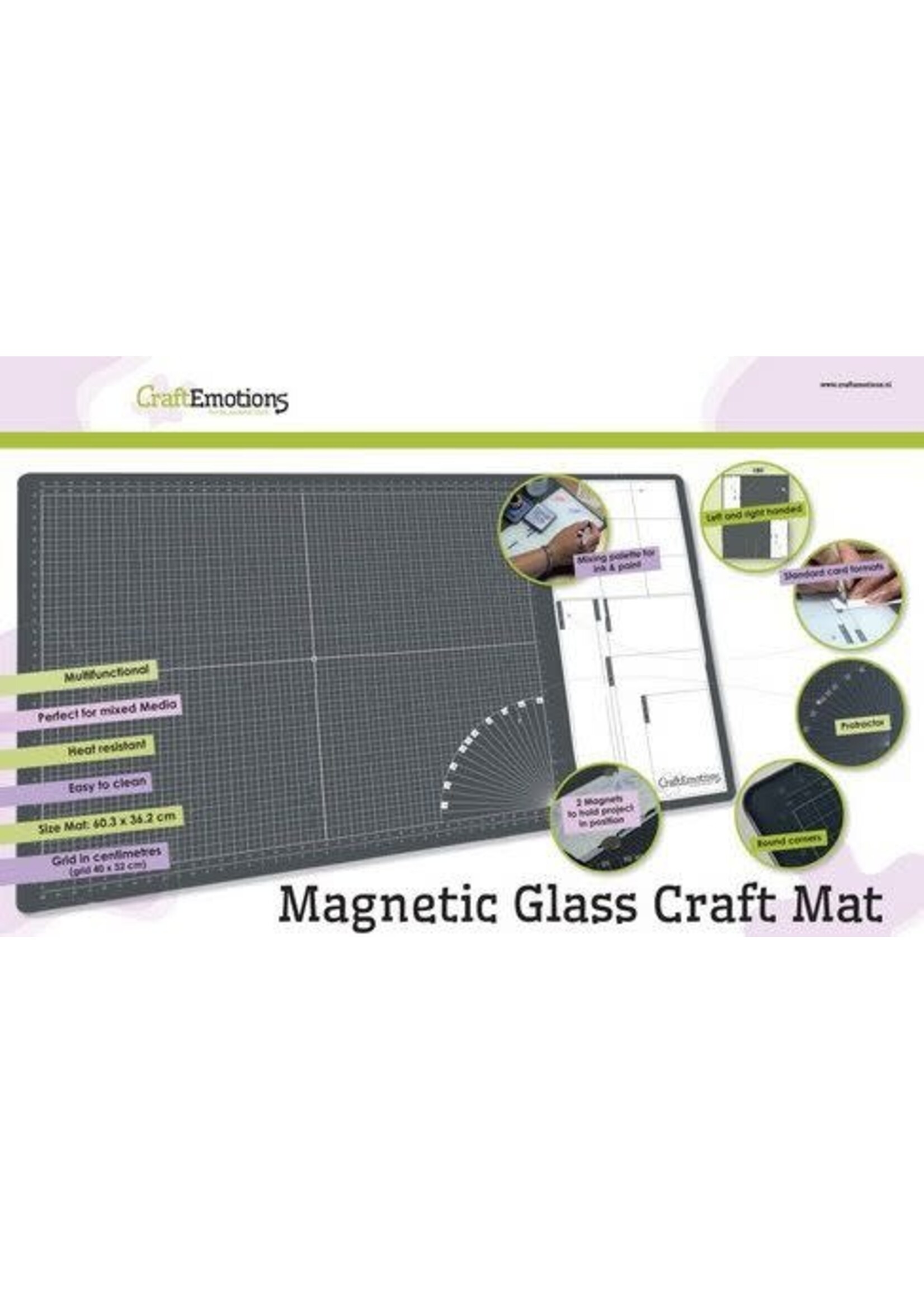 Craft Emotions CraftEmotions Glass Craft Mat (60,3 x 36,2cm) magnetisch Tempered glass grid 40x32cm Artikelnummer 860503/1800