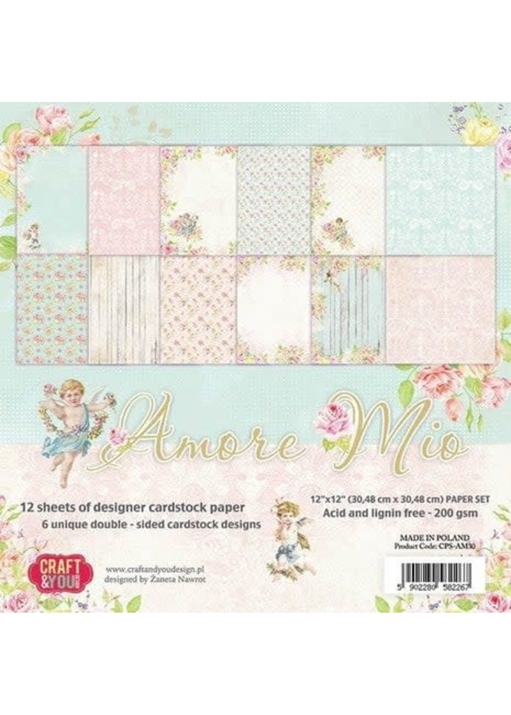 Amore Mio 12x12 Inch Paper Set 200gsm (12sheets) (CPS-AM30)