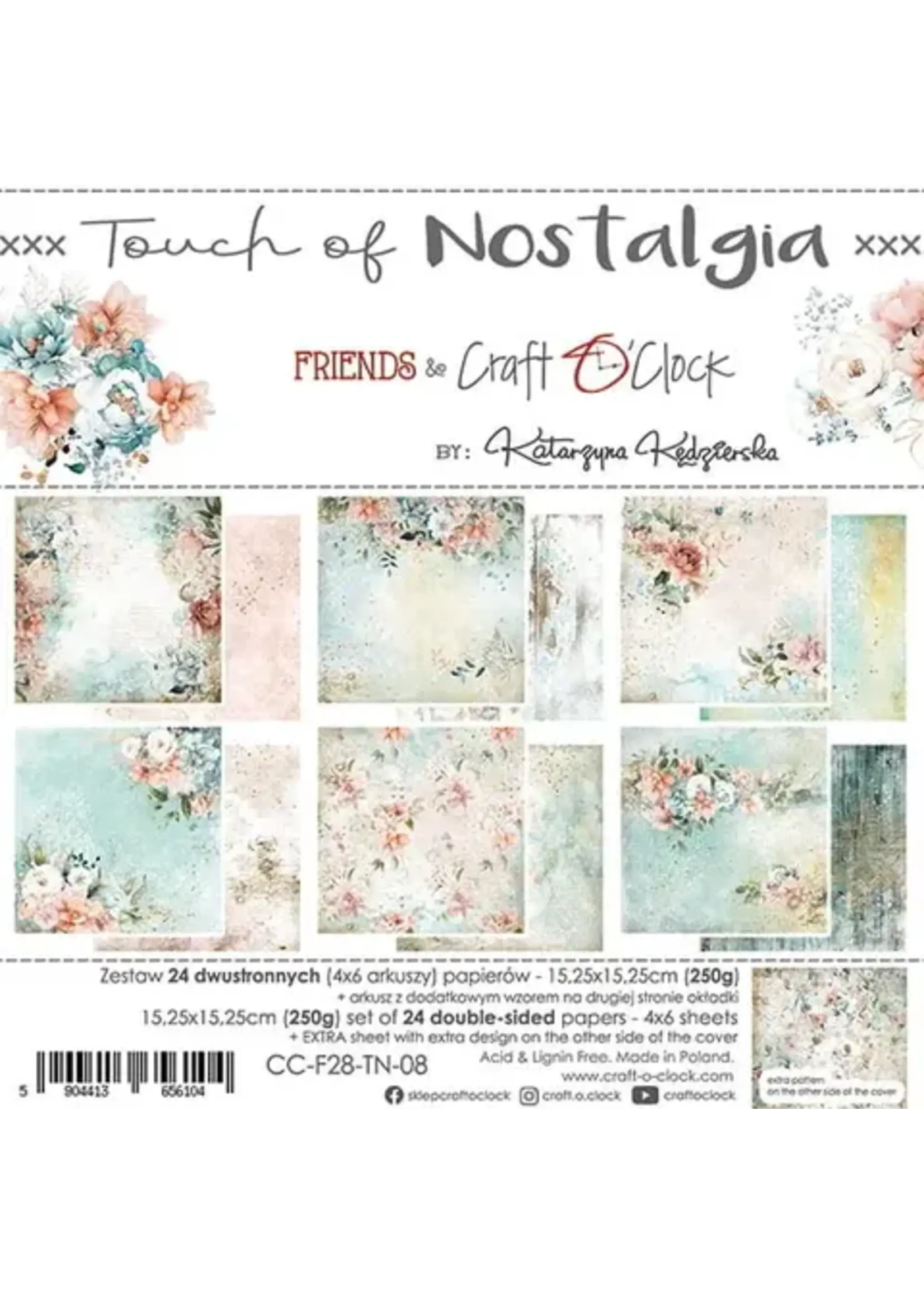 Craft O Clock TOUCH OF NOSTALGIA - A SET OF PAPERS 15,25X15,25CM