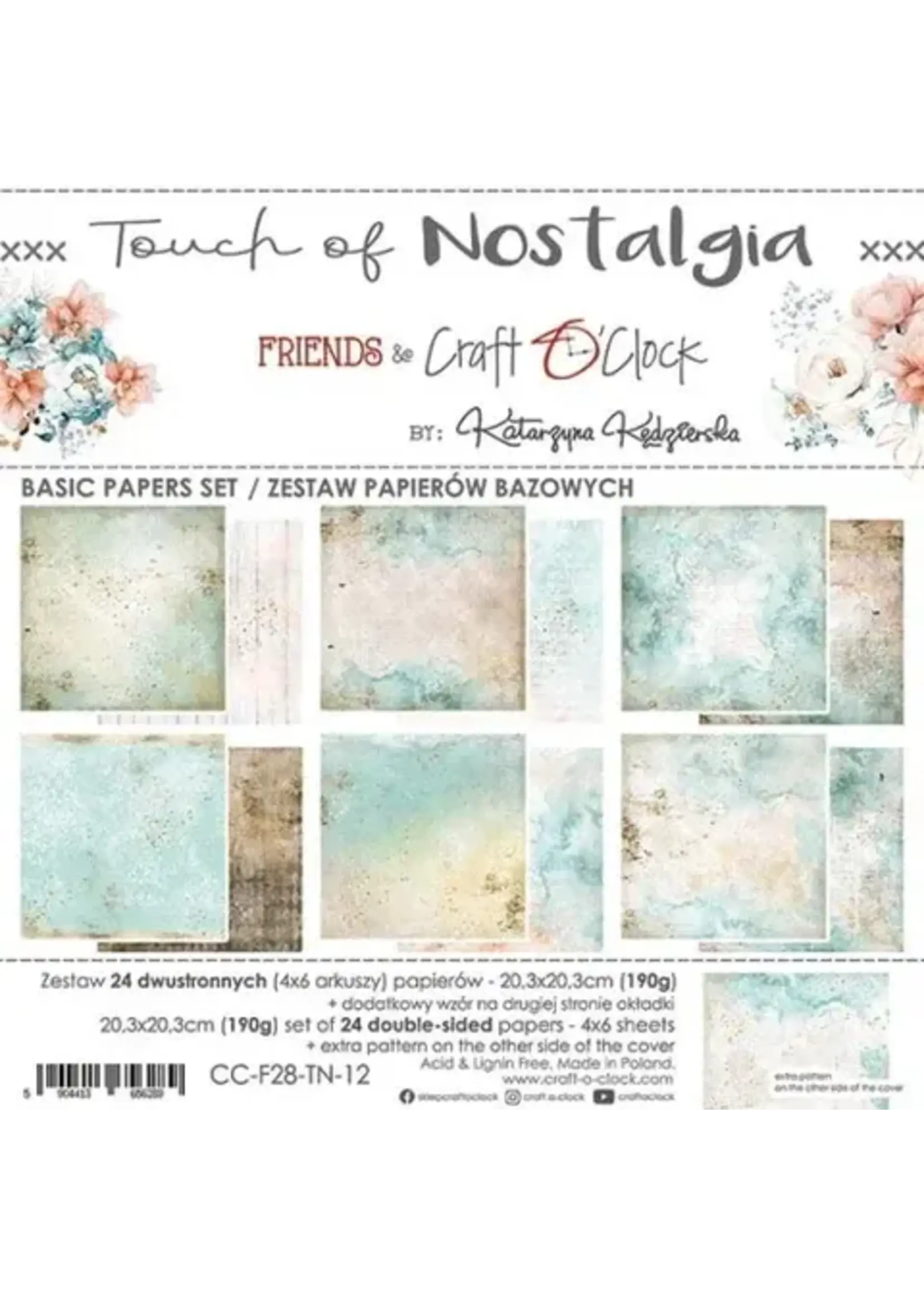 Craft O Clock TOUCH OF NOSTALGIA - SET OF BASIC PAPERS 20,3X20,3CM