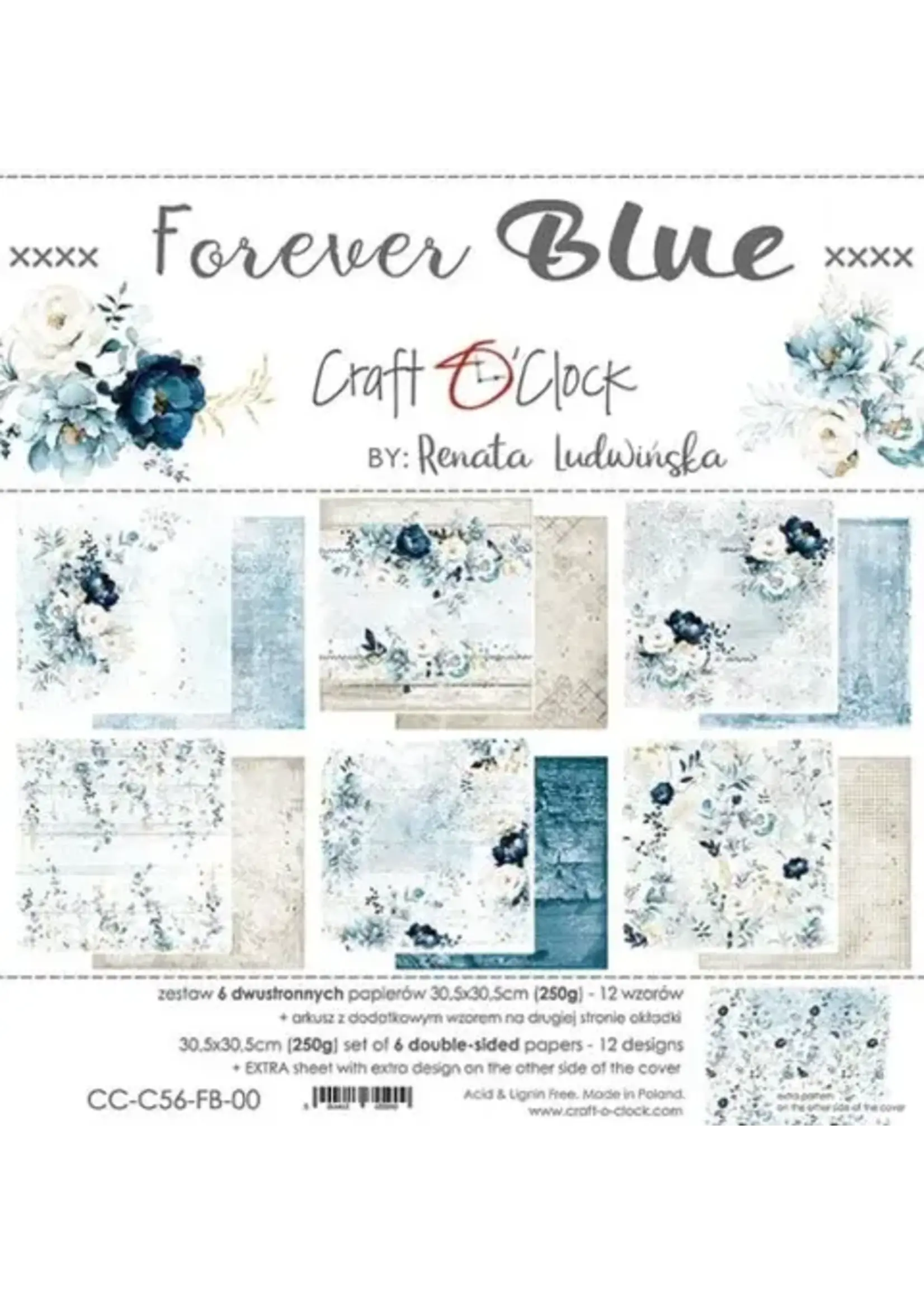 Craft O Clock FOREVER BLUE - A SET OF PAPERS 30,5X30,5CM