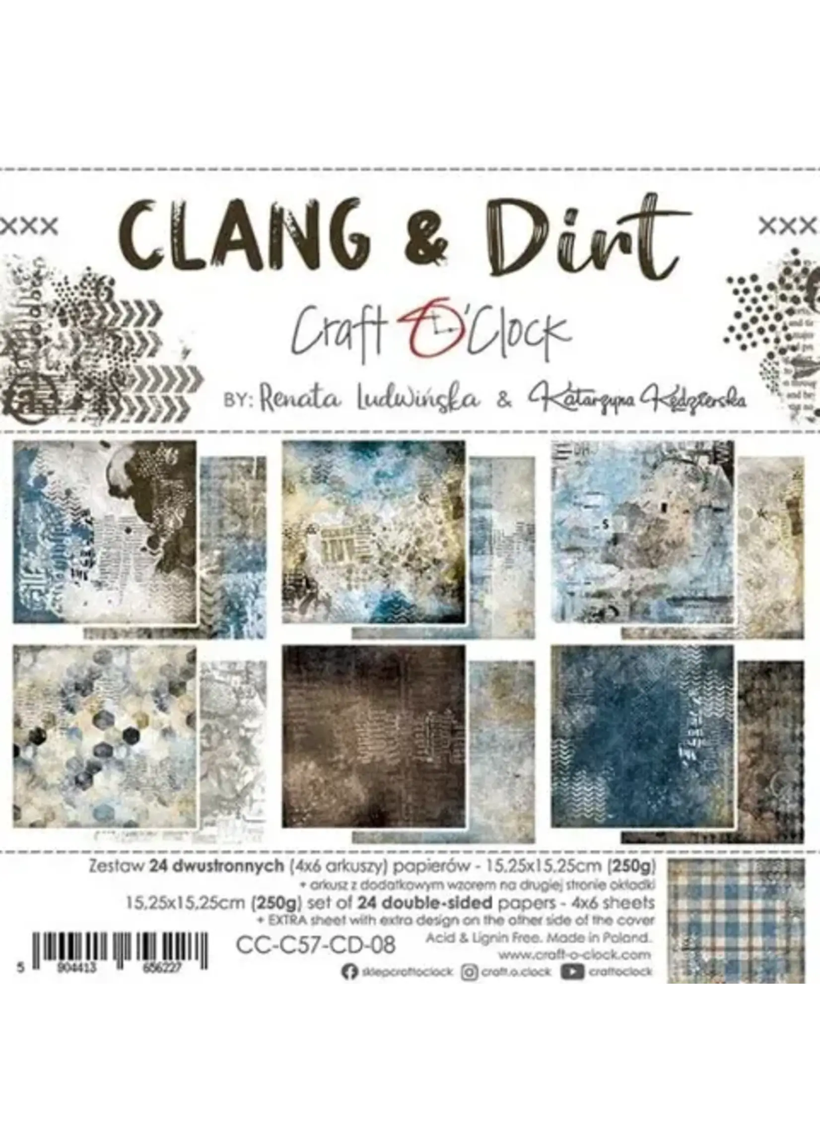 Craft O Clock CLANG & DIRT - A SET OF PAPERS 15,25X15,25CM