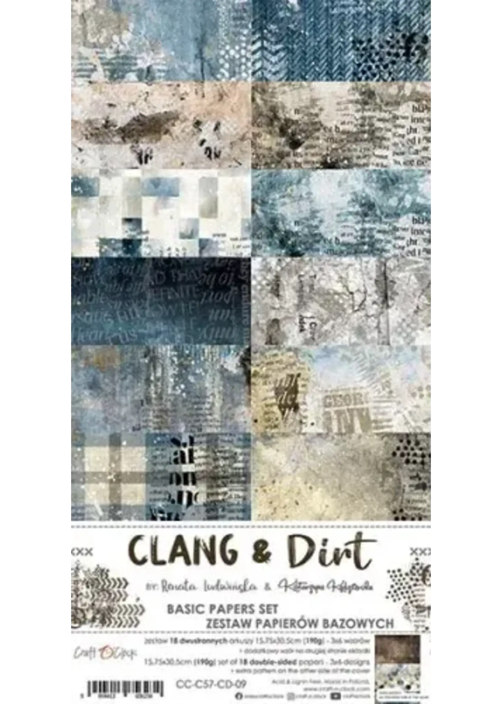 Craft O Clock CLANG & DIRT - SET OF BASIC PAPERS 15,75X30,5CM