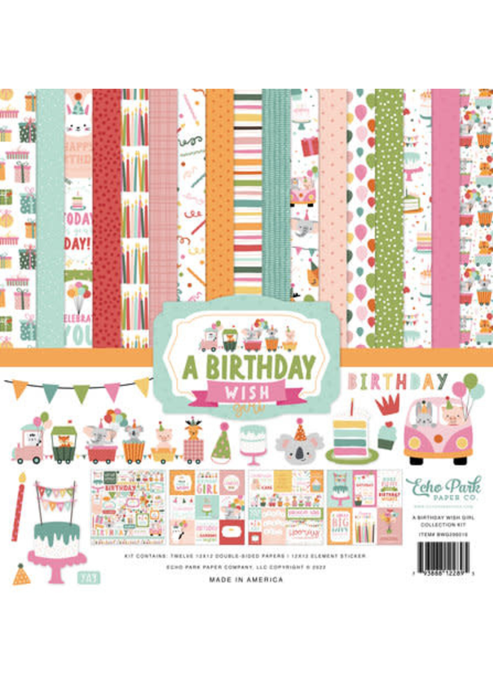 Echo Park A Birthday Wish Girl 12x12 Inch Collection Kit (BWG296016)