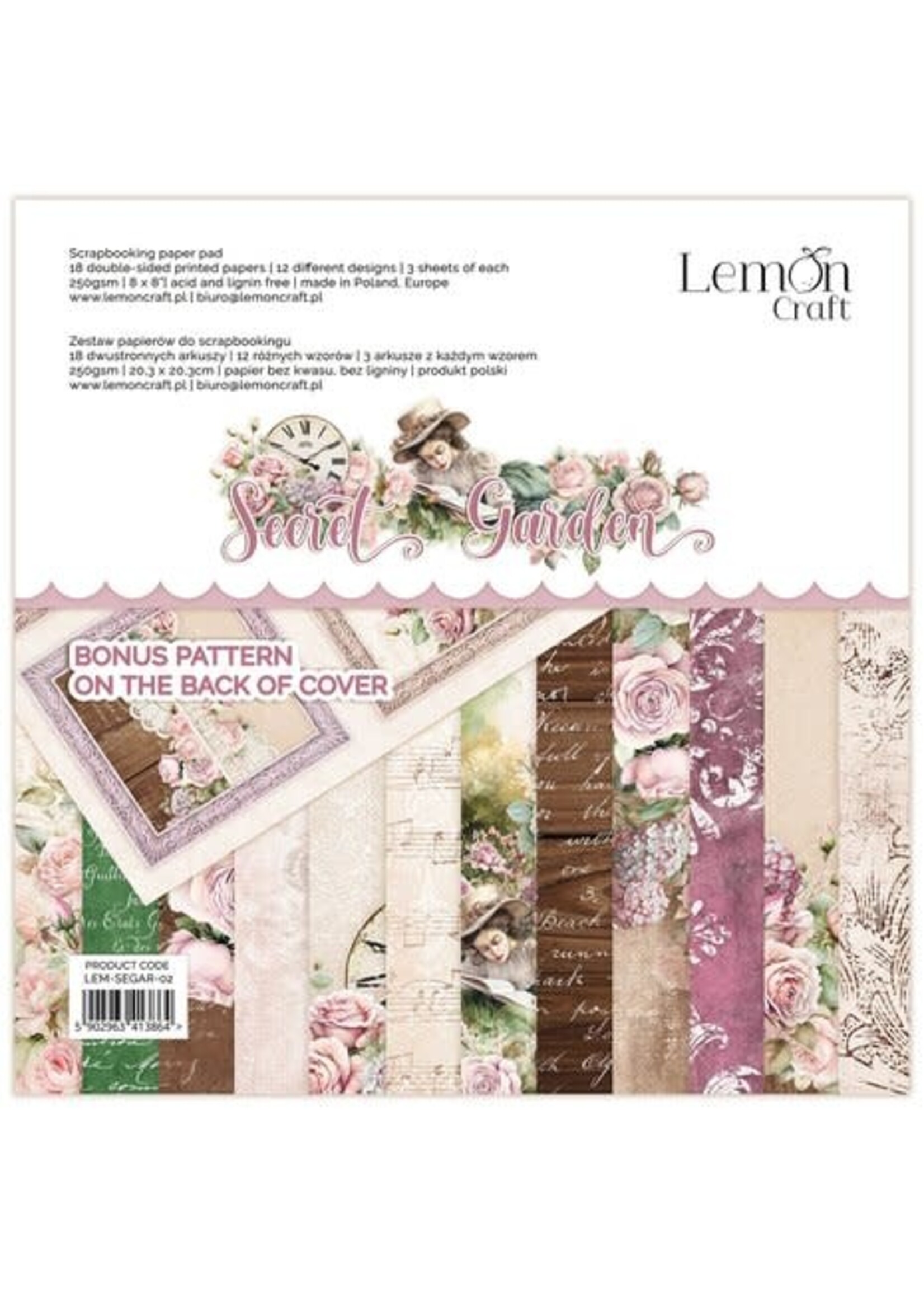 Lemon Craft Secret Garden 8x8 Inch Paper Pad (LEM-SEGAR-02