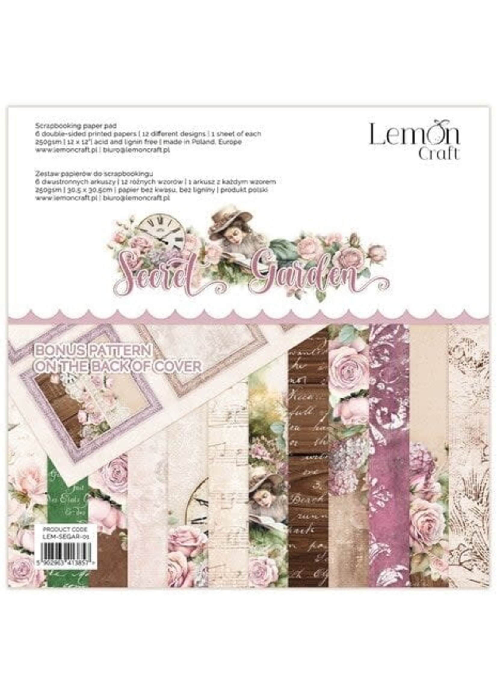 Lemon Craft Secret Garden 12x12 Inch Paper Pad (LEM-SEGAR-01)