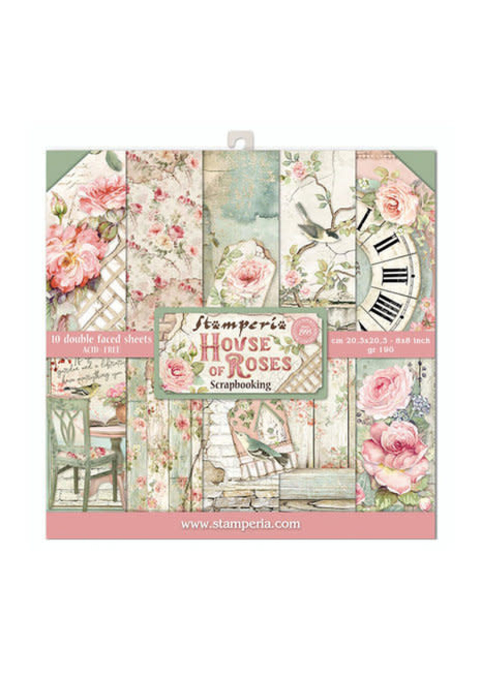 Stamperia House of Roses 8x8 Inch Paper Pack (SBBS08)
