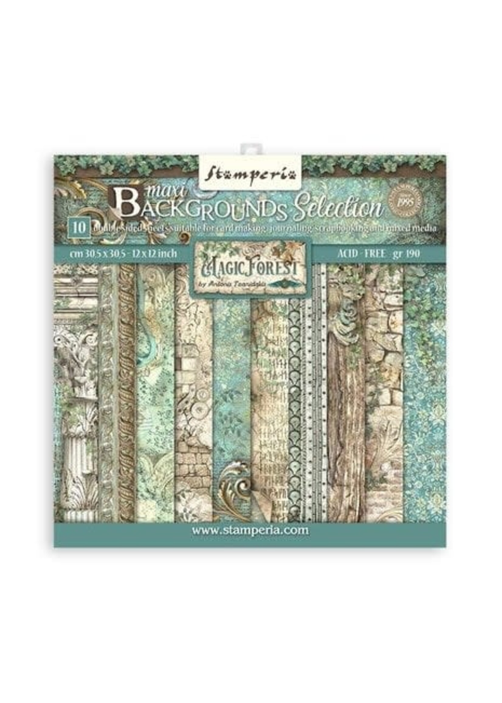 Stamperia Magic Forest Maxi Background 12x12 Inch Paper Pack (SBBL131)