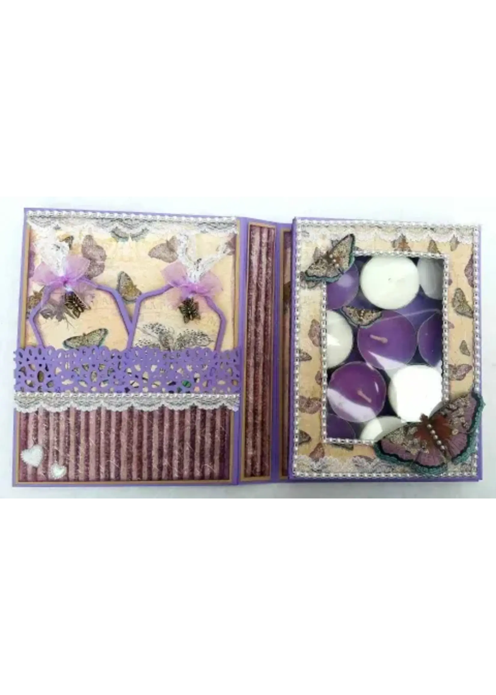 Vintage Kaart met Labels en Waxinelichtjes incl. Plaatje