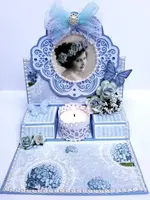 Candle Light Kaart Blauw incl. Plaatje