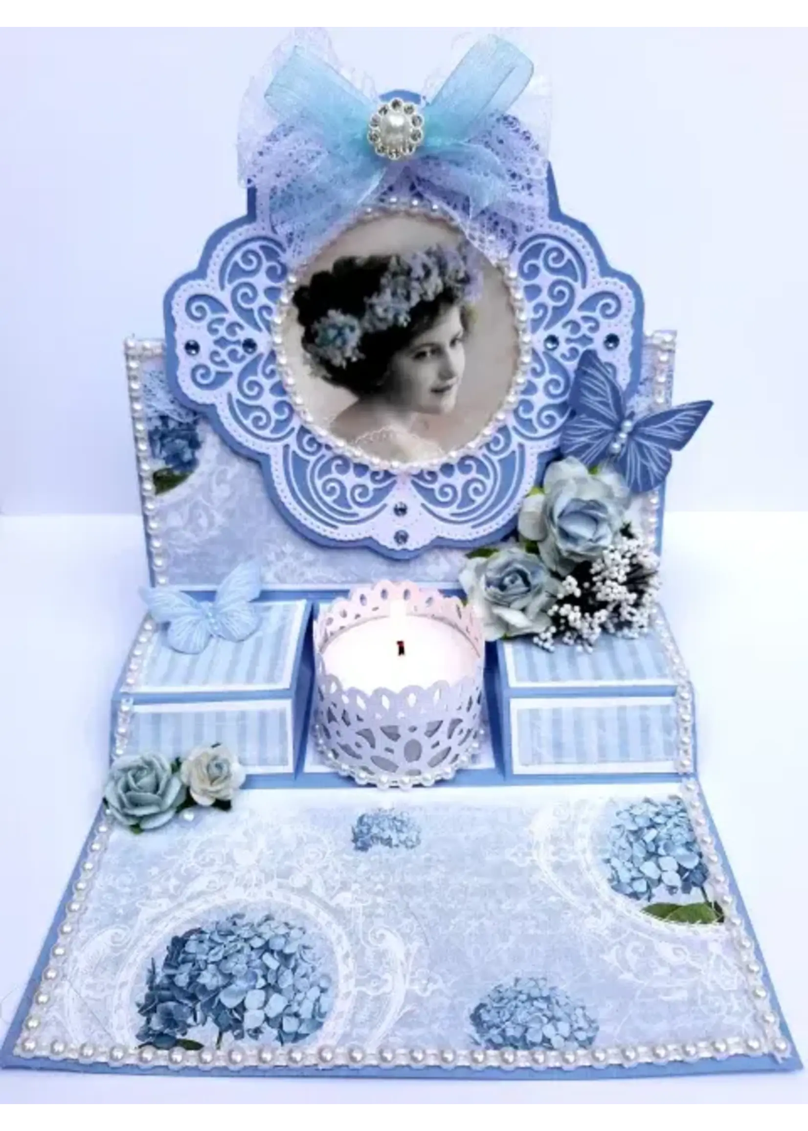 Candle Light Kaart Blauw incl. Plaatje