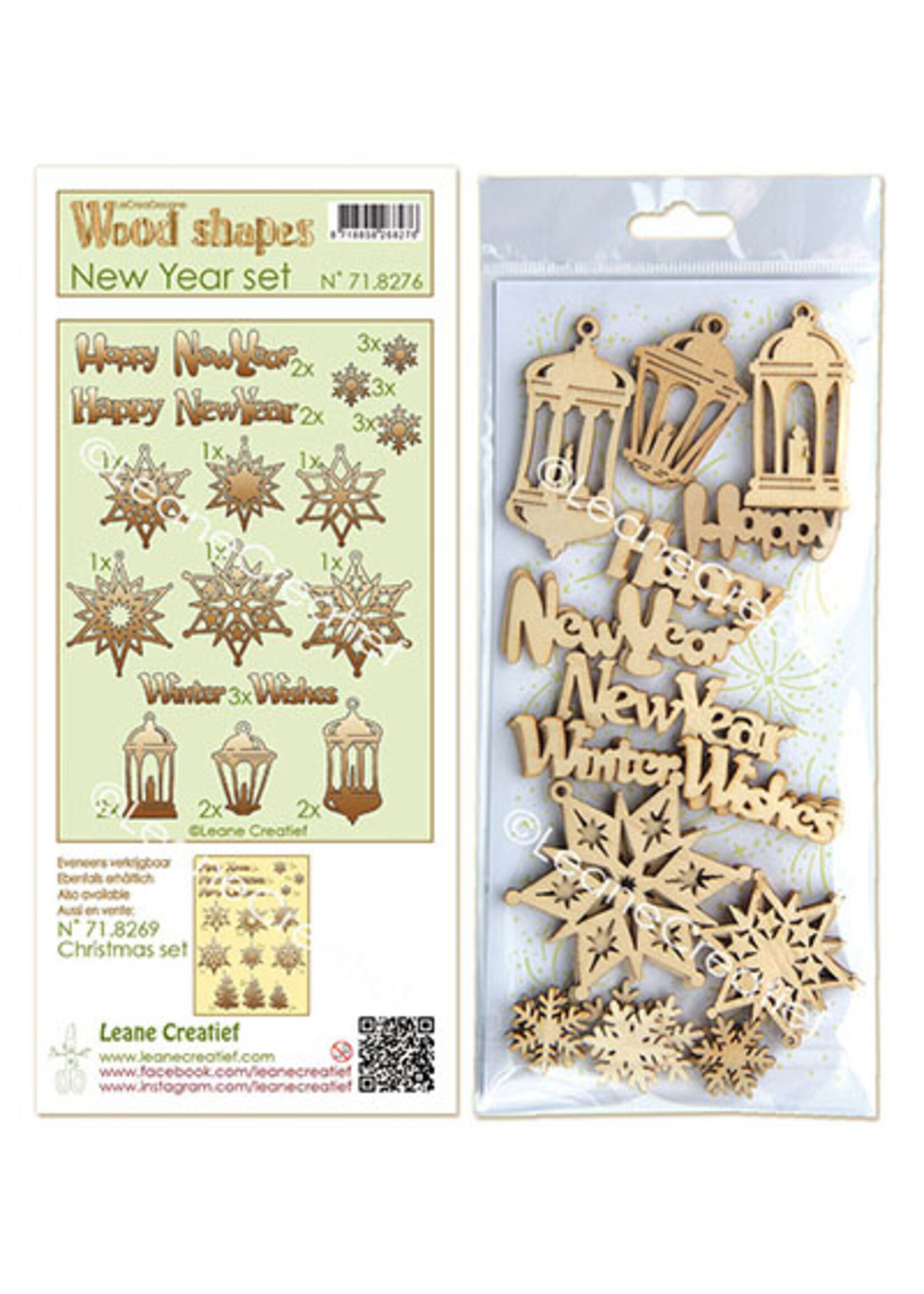 Leane Creatief 718.276 - Wood shapes KerstWood shapes Nieuwjaar