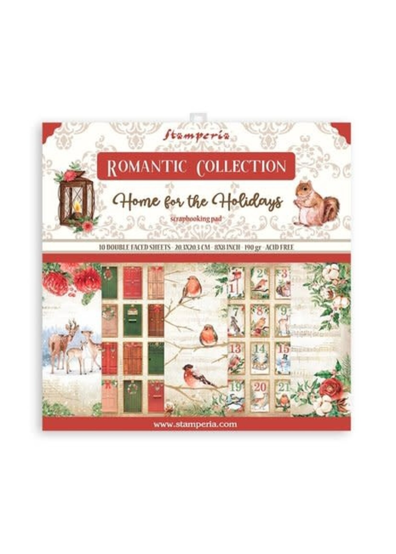 Stamperia Romantic Home for the Holidays 8x8 Inch Paper Pack (SBBS68)