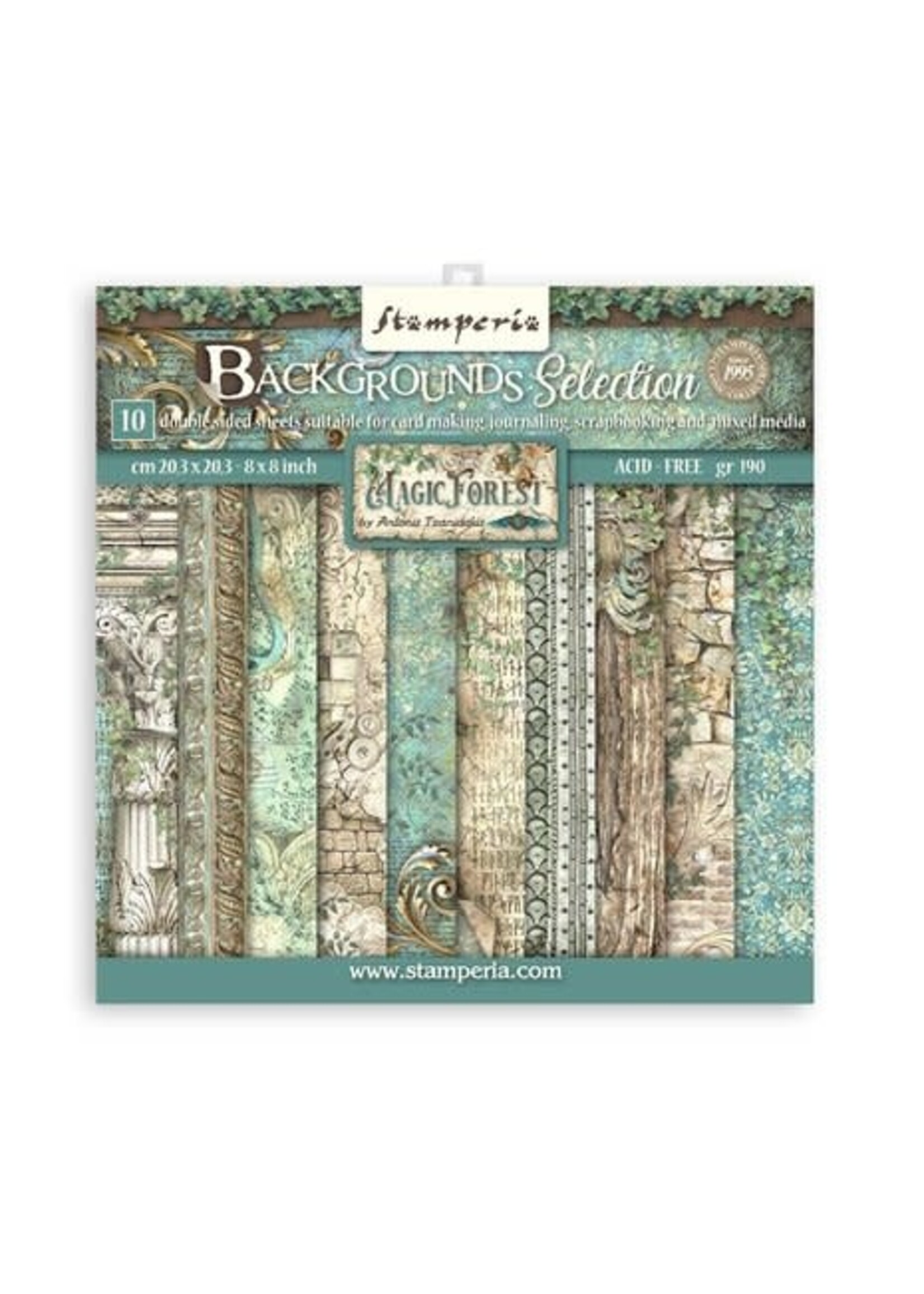 Stamperia Magic Forest Backgrounds 8x8 Inch Paper Pack (SBBS79)