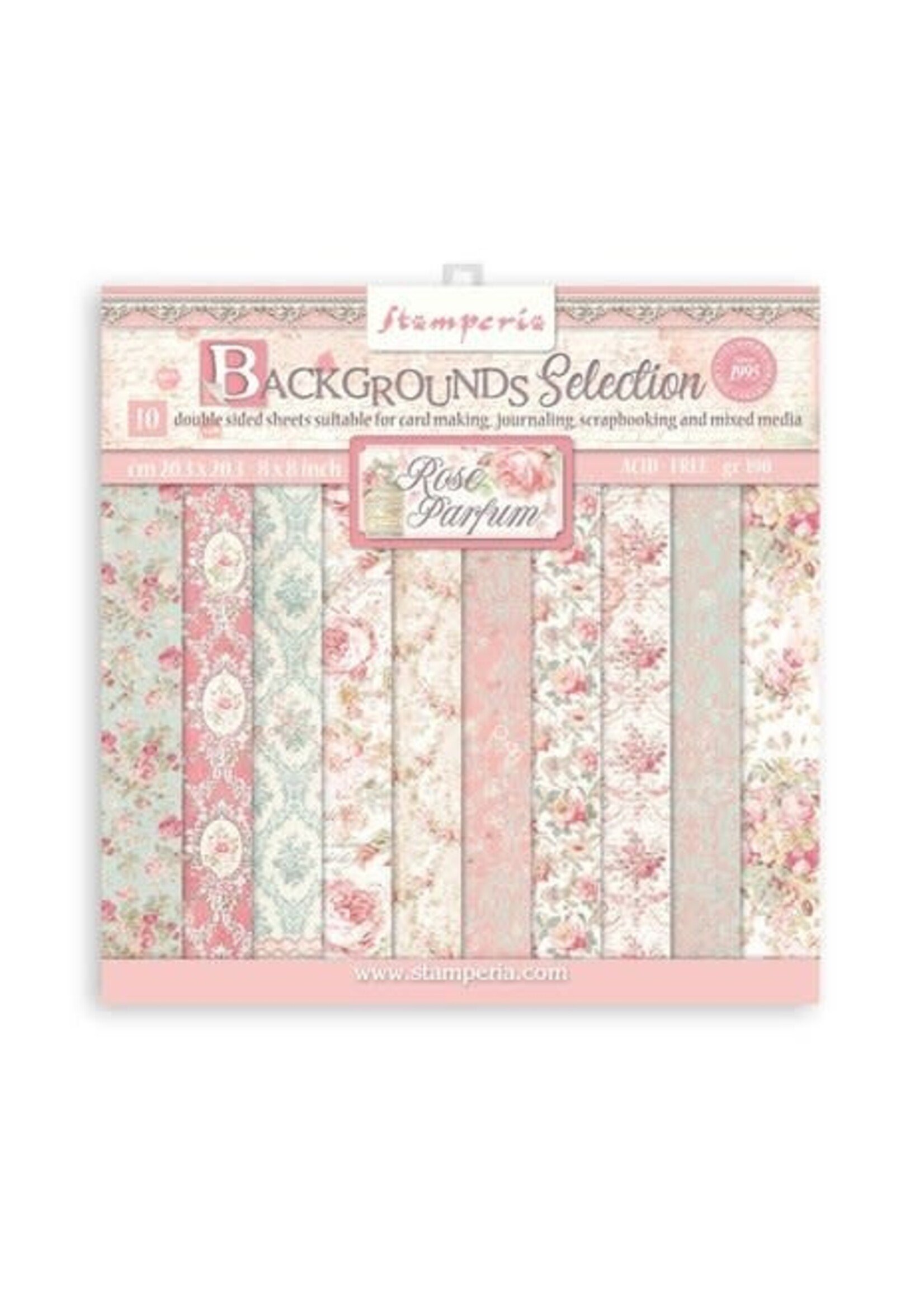 Stamperia Rose Parfum Backgrounds 8x8 Inch Paper Pack (SBBS74)