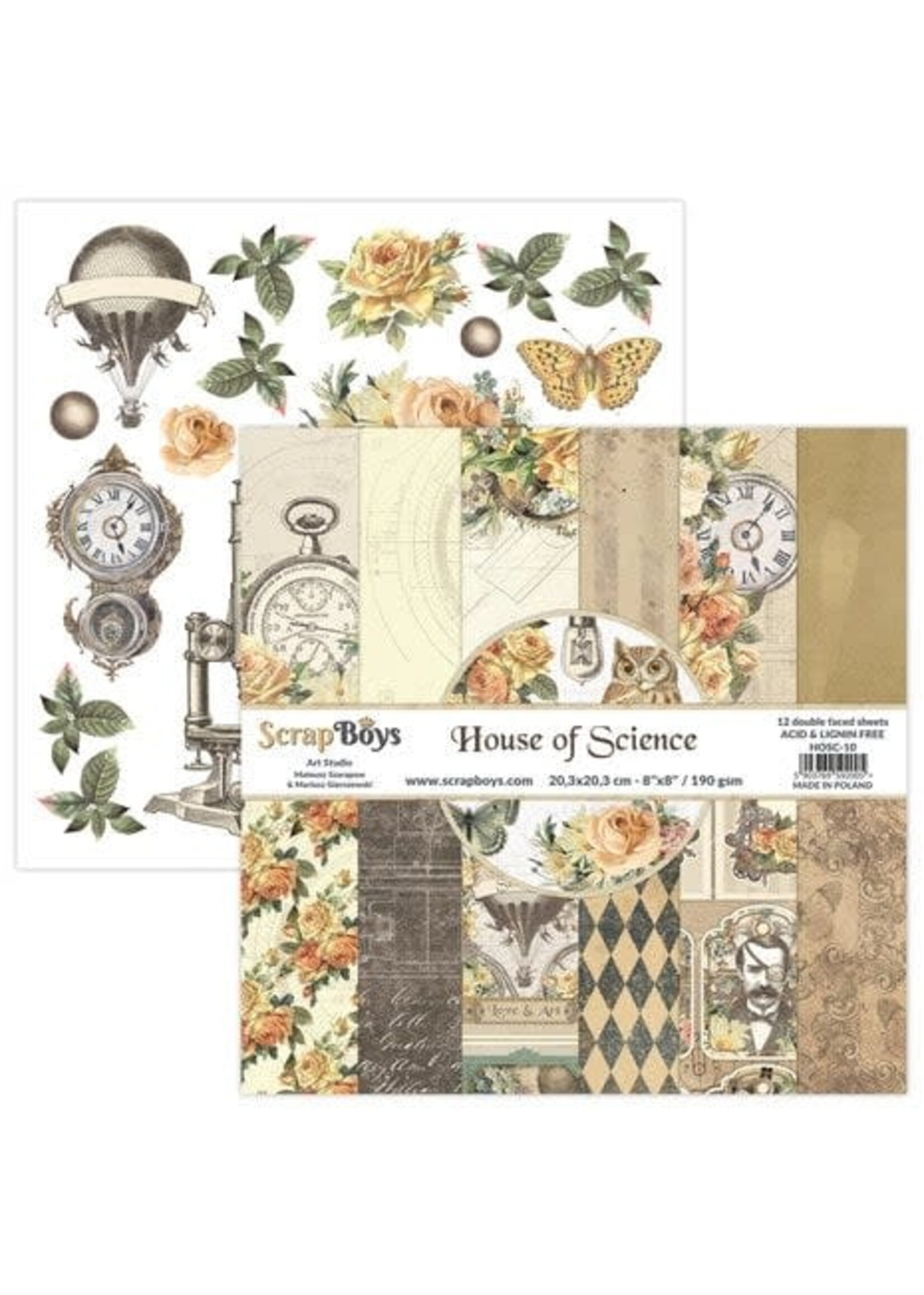 Scrapboys House Of Science 8x8 Inch Paper Pad (HOSC-10)