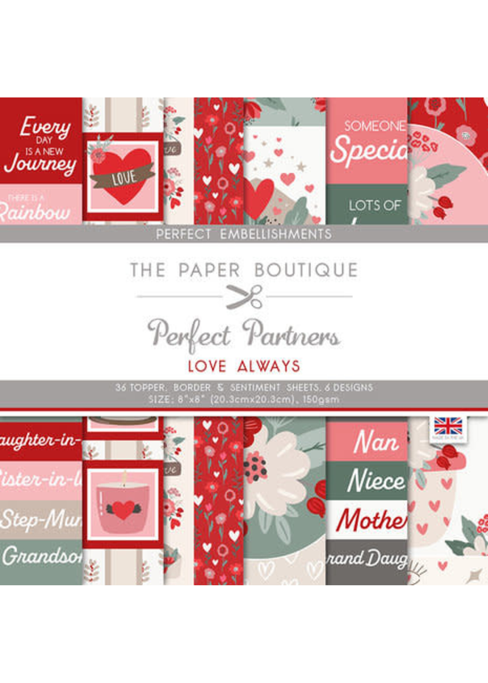 the paper boutique Perfect Partners Love Always 8x8 Inch Embellishment Pad (PB1771)