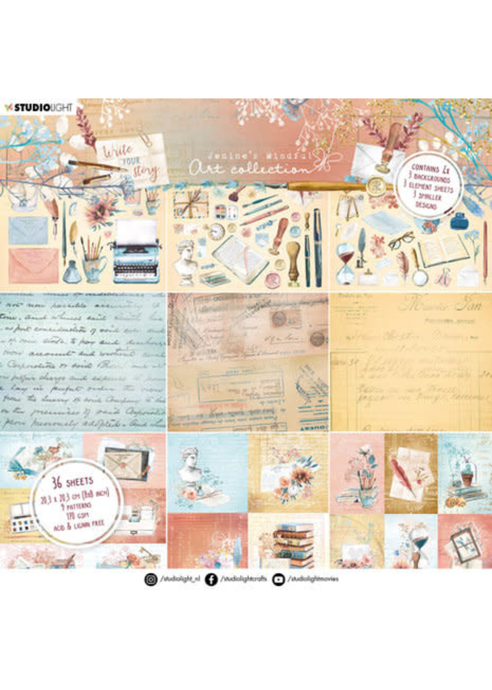 Jenine's Mindfull Collectie Write Your Story 8x8 Inch Paper Pad Mixed Designs (JMA-WYS-PP35)
