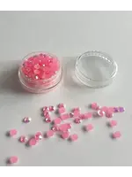 Strass doosje donker roze circa 200 stuks 4mm