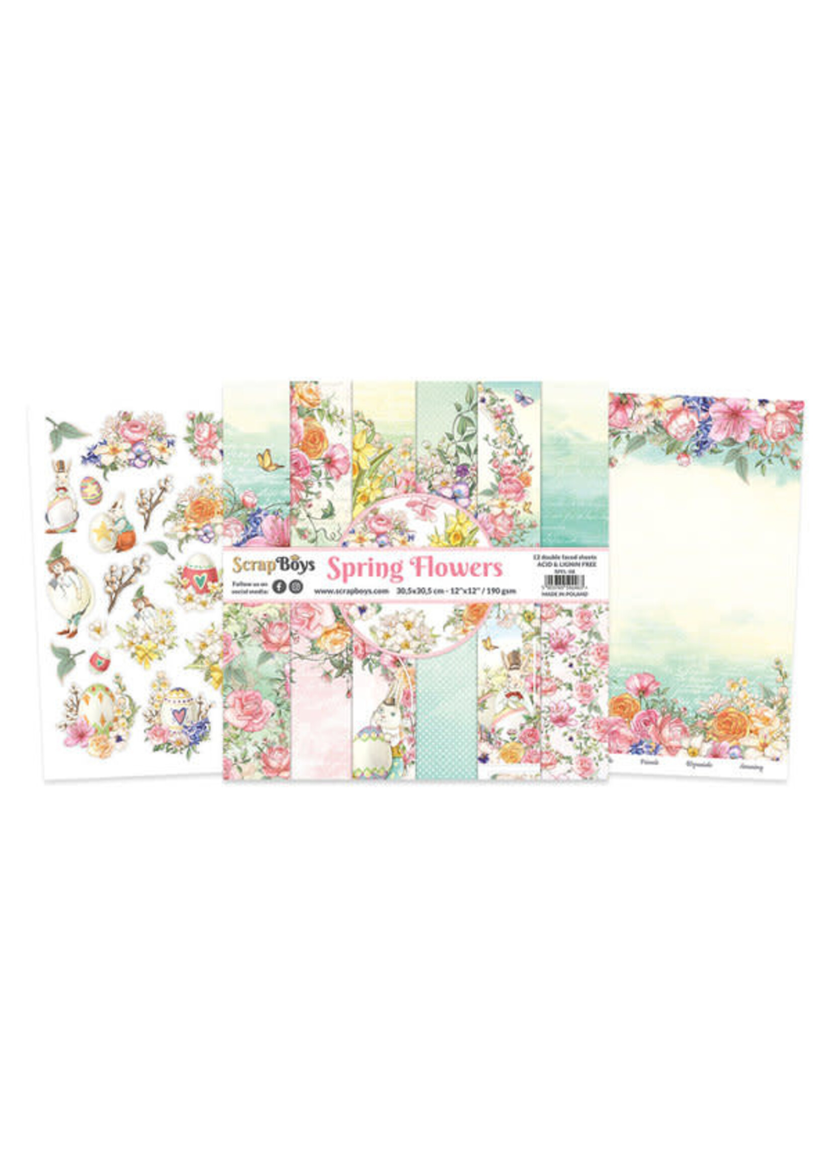 Scrapboys Spring Flowers 12x12 Inch Paper Pack (SPFL-08)