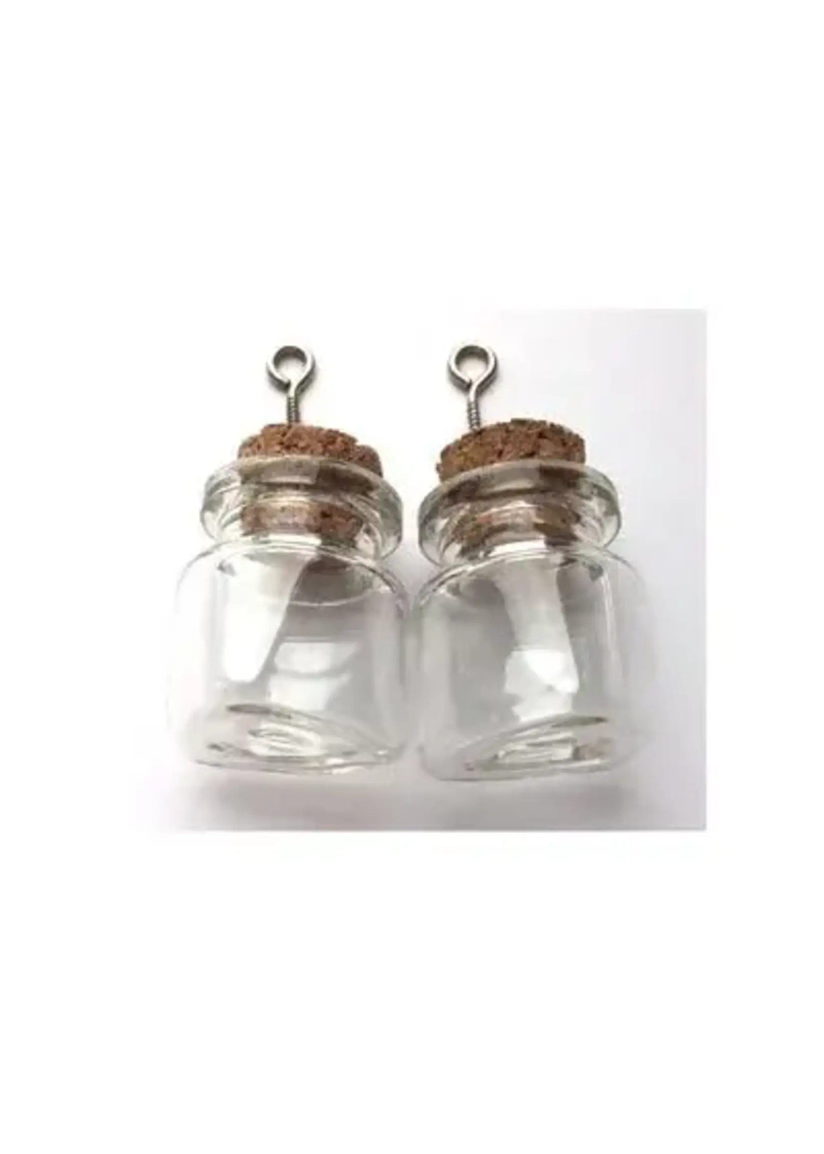 12423-2306 - Mini Glass Bottles, with cork & screw hanger