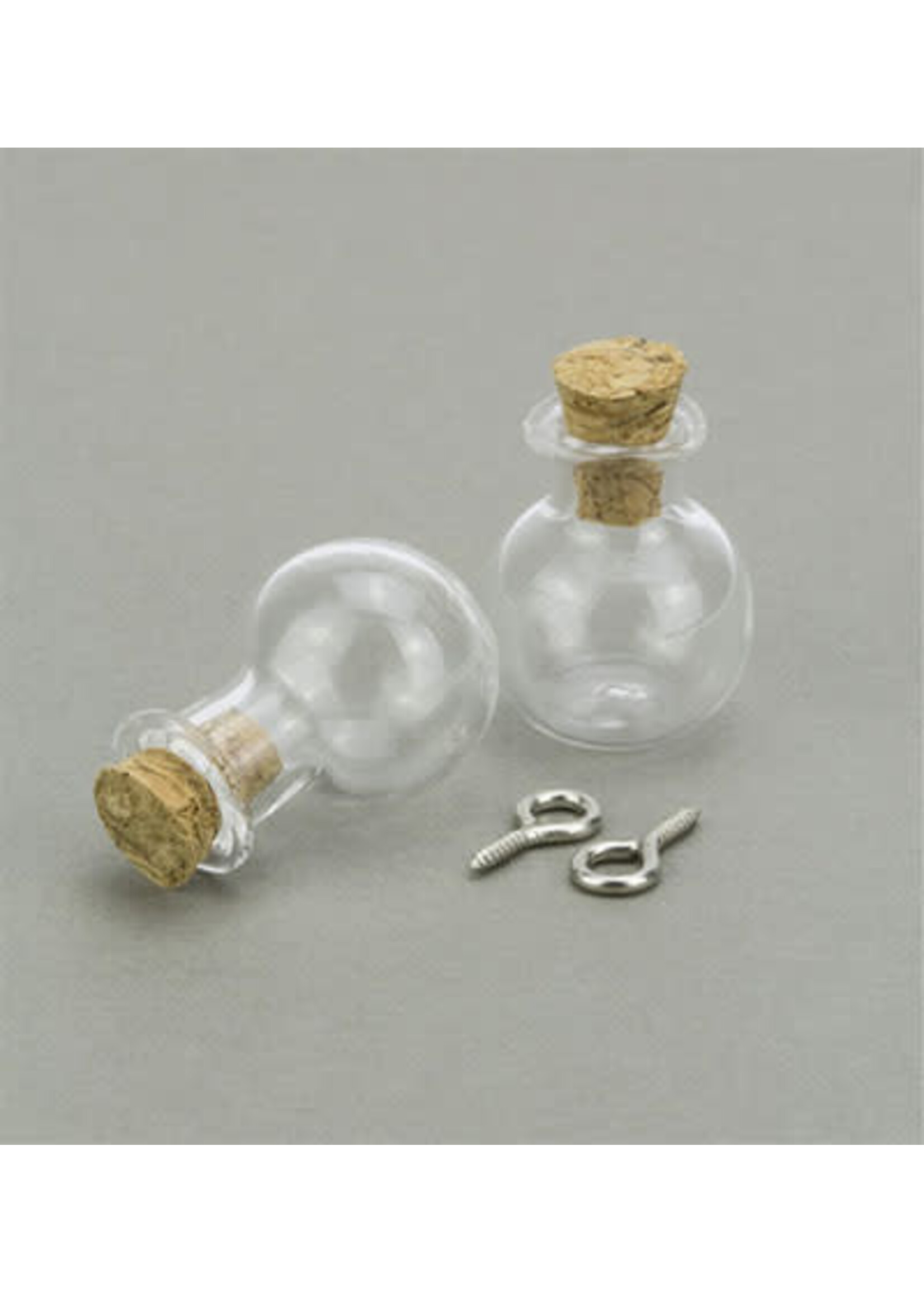 12423-2311 - Mini Glass Bottles, with cork & screw hanger