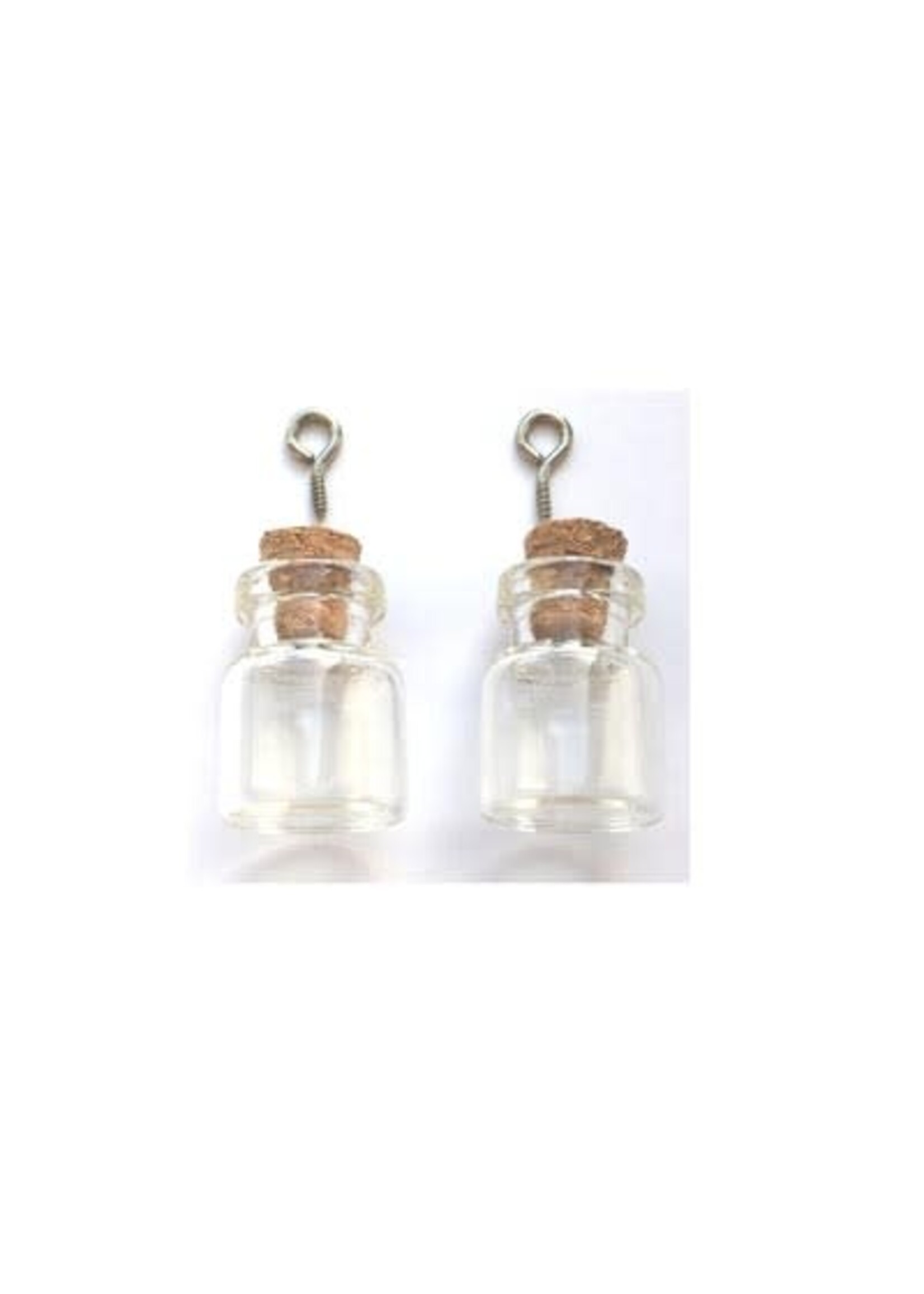 12423-2302 - Mini Glass Bottles, with cork & screw hanger