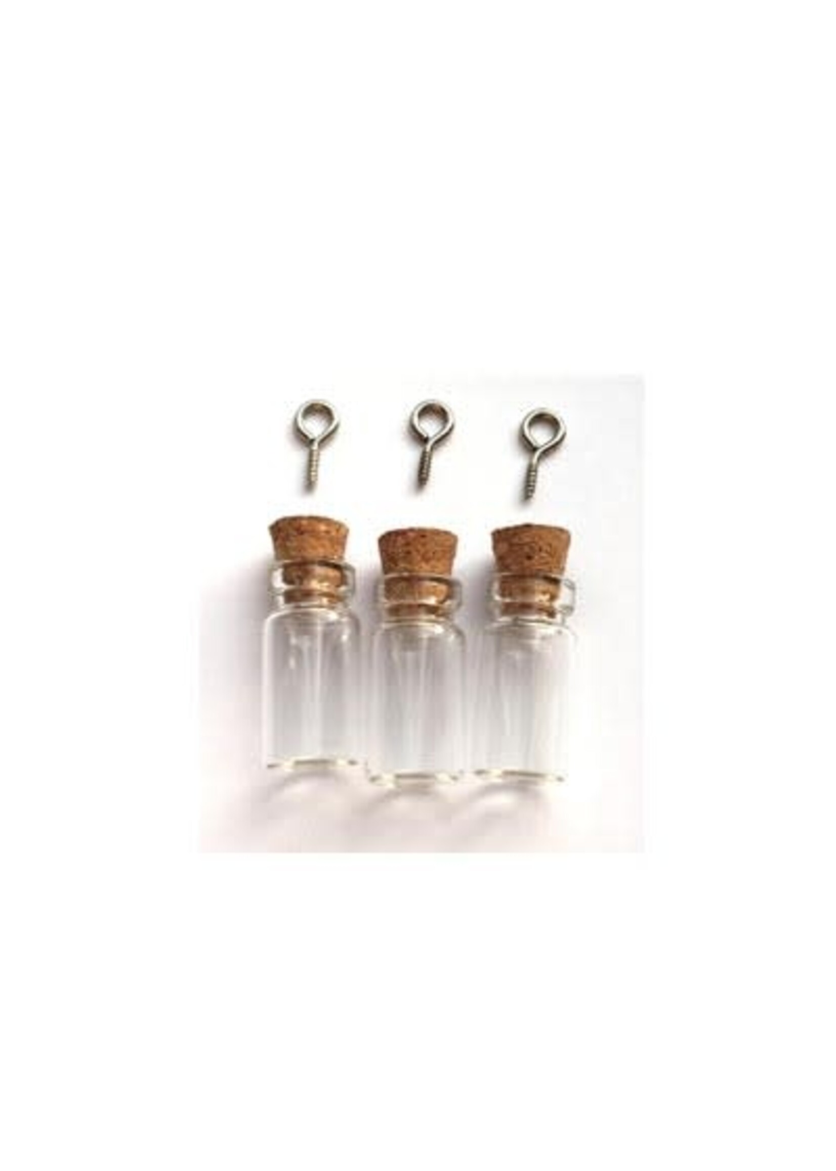 12423-2301 - Mini Glass Bottles, with cork & screw hanger