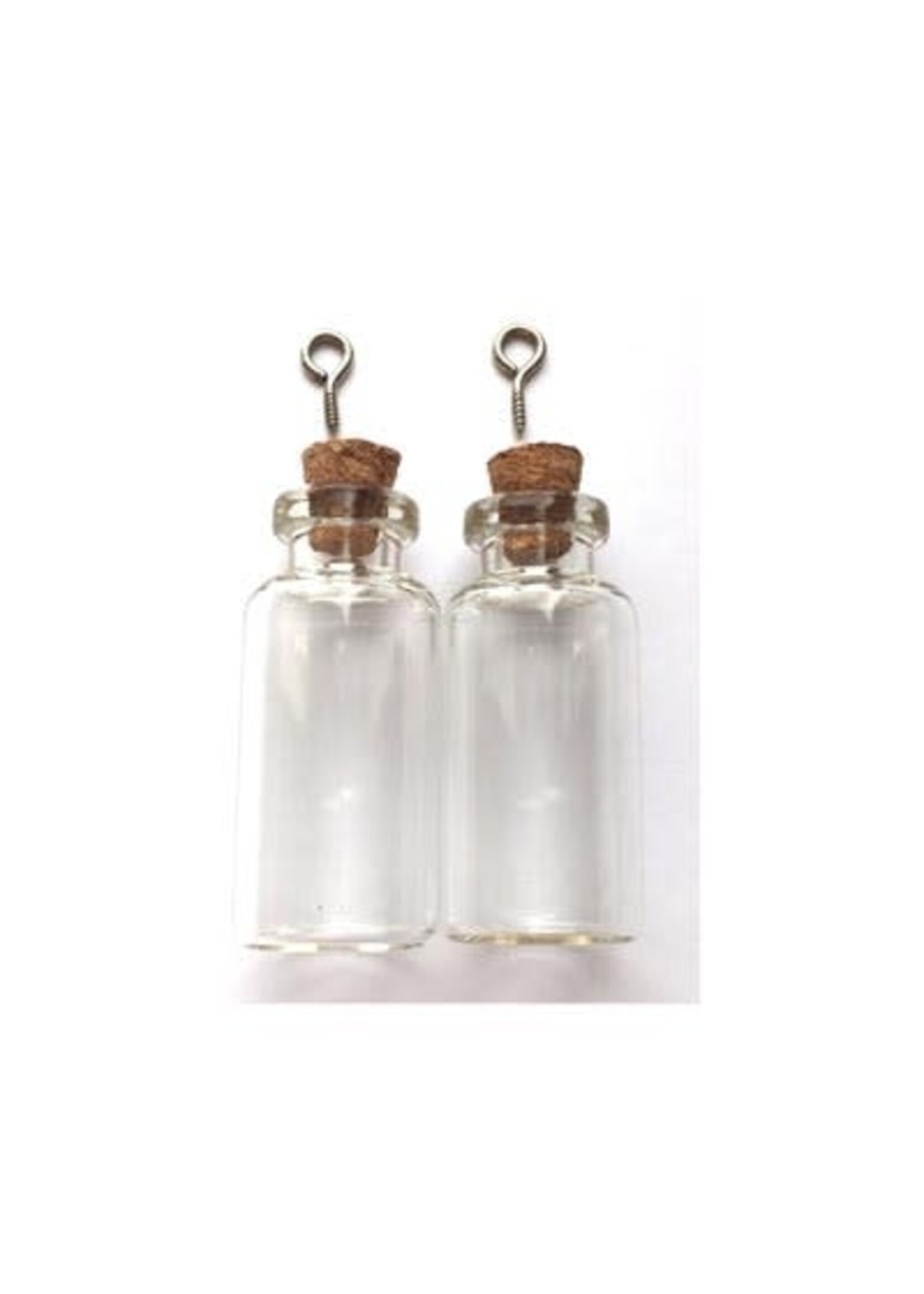 12423-2305 - Mini Glass Bottles, with cork & screw hanger