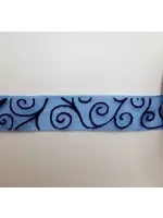 Lint swirl blauw,donker blauwe swirl per meter nr B1