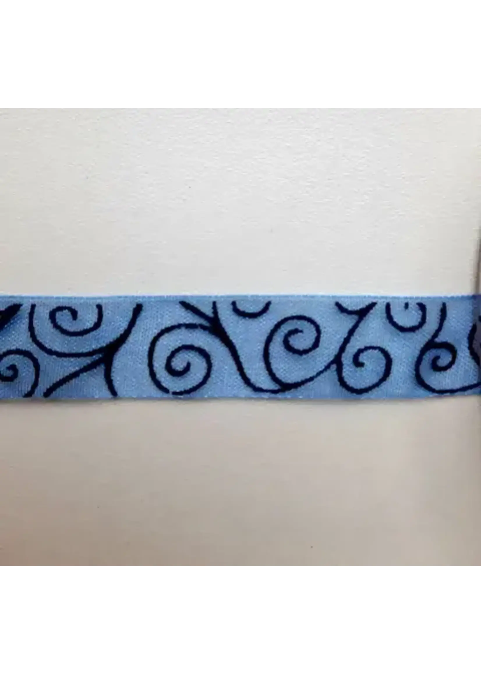 Lint swirl blauw,donker blauwe swirl per meter nr B1